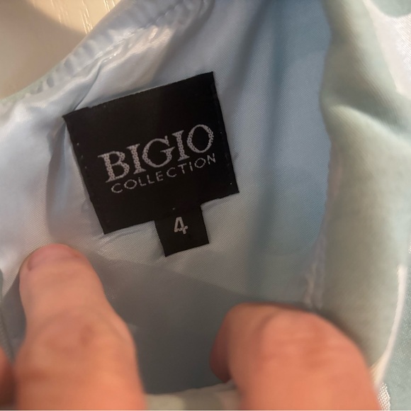 Bigio Collection sz 4 aquamarine minty Green Floral Mod Dress Peter Pan Collar - Picture 2 of 16